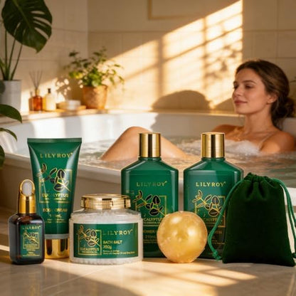 Eucalyptus Spa Bath Gifts Set, 9Pcs Premium Spa Gift Basket for Women