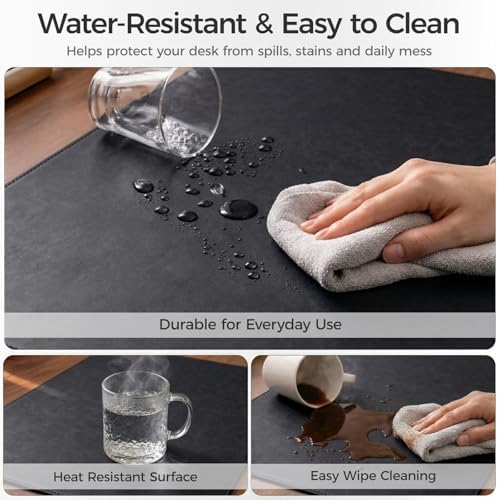 Faux Leather Desk Mat & Tray Set,Innovative Cork-Look Printed