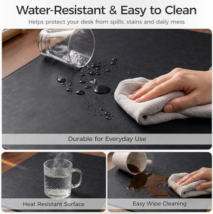 Faux Leather Desk Mat & Tray Set,Innovative Cork-Look Printed