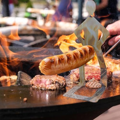 OYASUMI Funny BBQ Man Hot Dog Holders, 4 PCS Reusable Stainless Steel