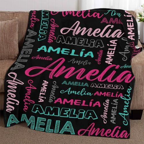 Custom Name Blanket for Baby Boys Girls, Personalized Baby Name Throws