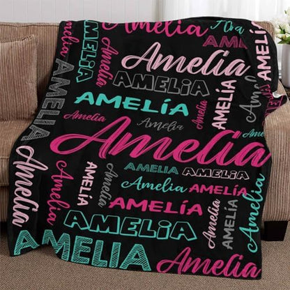Custom Name Blanket for Baby Boys Girls, Personalized Baby Name Throws