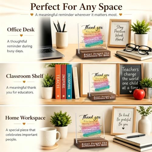 Thank You Plaque, Mentor Appreciation Gift, Inspirational Desk Decor