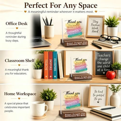 Thank You Plaque, Mentor Appreciation Gift, Inspirational Desk Decor