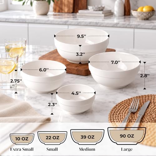 DOWAN Serving Bowls, Nesting Mixing Bowl Set (64/42/28/12 OZ)