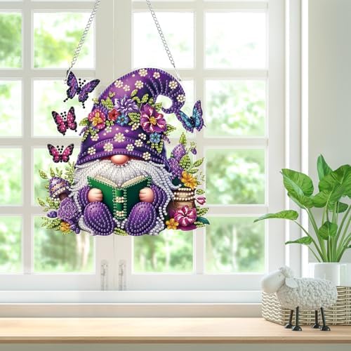 Bowetile Gnome Diamond Art Hanging Kits for Adults, 5D Special Shape
