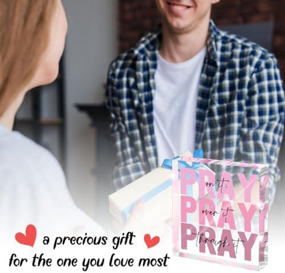 Pink Inspirational Decor Pray Over It Bible Verse Wall Art Christian