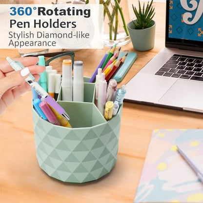 Desk Organizer, 360-Degree Rotating Pencil Pen Holders For Desk
