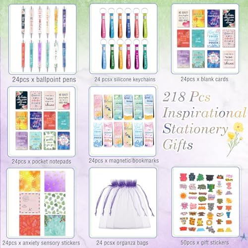 Pasimy 218 Pcs Inspirational Stationery Gifts Motivational Mini