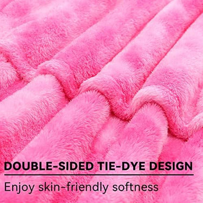 Pink Fleece Throw Blanket, Plush Soft Flannel Blanket for Sofa Couch