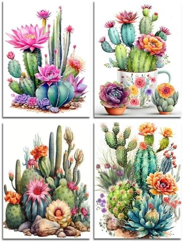 Lanzeyo Diamond Art Kits for Adults 4 Pack Succulent Diamond Painting