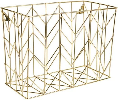 U Brands Hanging File Desk Organizer, Wire Metal, Gold Finish, 8.5" x