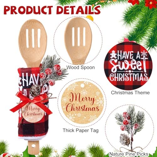 Pinkunn 8 Set Christmas Kitchen Towels, Holiday Cooking Utensils