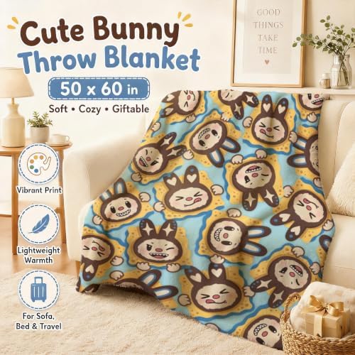 Pycat Cute Blue Flannel Throw Blanket, Monster Biscuits Birthday Gifts