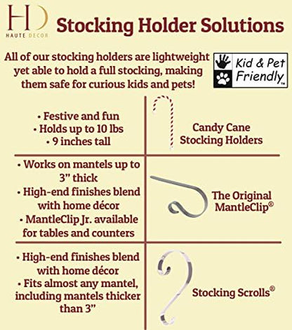 Haute Decor Stocking Scrolls Christmas Stocking Hanger - 2 Pack