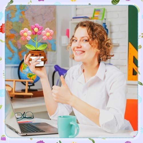 Wavwavw 3 Pcs Thank You Gifts Crochet Flower Employees Appreciation