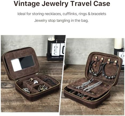 CONTACTS Full Grain Leather Jewelry Box for Men Travel Jewelry