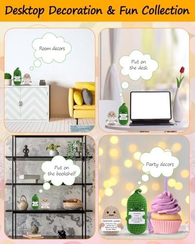 PinCute 2PCS Emotional Crochet Potato Pickle Birthday Gifts Her/Him