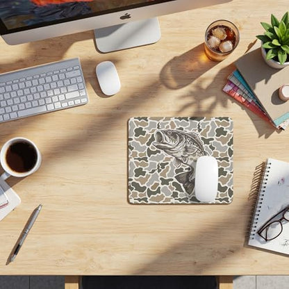 Bass Fish Camo Mouse Pad, Fishing Fisherman Gifts, Rustic Hunting