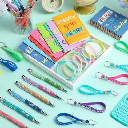 64 Pcs Inspirational Gift Bulk Notebook Pen Bracelet Keychain