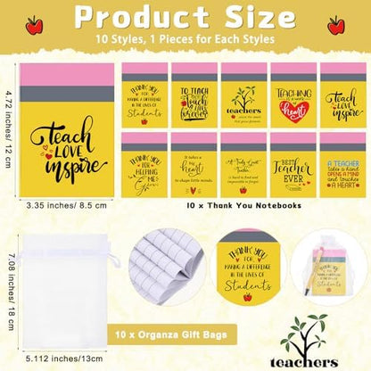 ReliThick 10 Sets Teacher Appreciation Gift, inspirational Notebooks