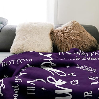 Thank You Gifts for Women, Thank You Gifts Blanket 60"X50" Purple