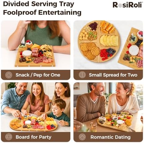 Magnetic Bamboo Charcuterie Board Set, 3-Piece Serving Tray