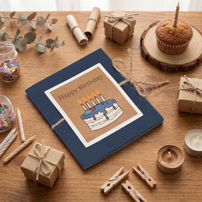 Motiskyy Happy Birthday Gift Card Book, Dark Blue, 3.5 Inch, 5 Slots