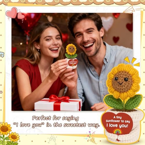 I Love You Crochet Sunflower Gifts For him her Birthday Valentine's
