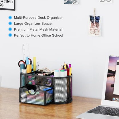 EasyPAG Mesh Pen Holder Desk Organizer with Drawer Stationery Supplies