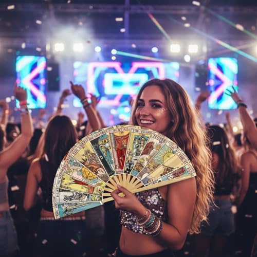 Weysat Tarot Clack Fan Large Halloween Fortune Teller Folding Fan