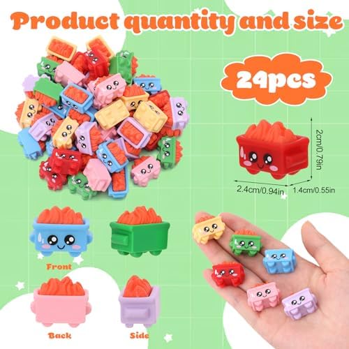 24Pcs Mini Dumpster Fire Figurines, Resin Dumpster Trash Shape