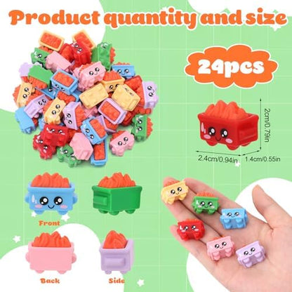 24Pcs Mini Dumpster Fire Figurines, Resin Dumpster Trash Shape