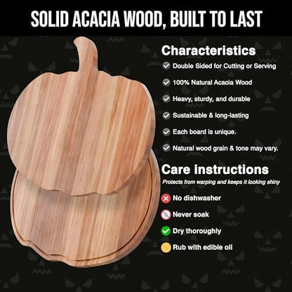 New - Pumpkin Cutting Board 14.8"x13" – Solid Acacia Wood Fall Pumpkin