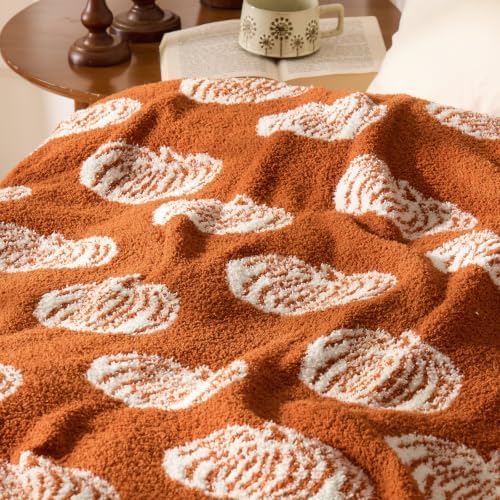 BEDELITE Pumpkin Fall Throw Blanket for Decor & Gift, Burnt Orange