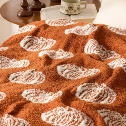 BEDELITE Pumpkin Fall Throw Blanket for Decor & Gift, Burnt Orange