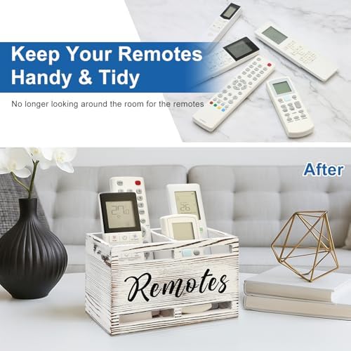Wooden TV Remote Control Holder Wall Mount Remote Caddy Organizer for