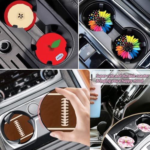 2PCS Purple Raven Car Cup Holder Coasters Universal Anti-Slip Rubber