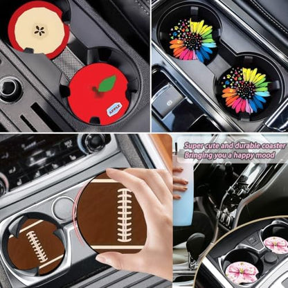 2PCS Purple Raven Car Cup Holder Coasters Universal Anti-Slip Rubber