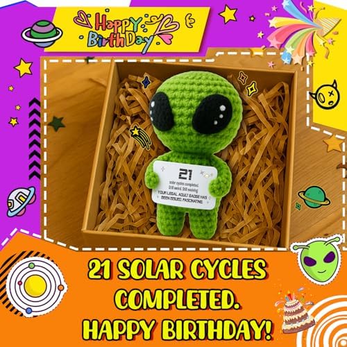 21st Birthday Gifts – Handmade Crochet Alien Plush with Funny Legal