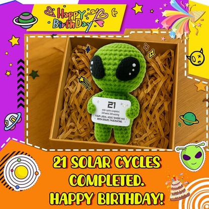 21st Birthday Gifts – Handmade Crochet Alien Plush with Funny Legal