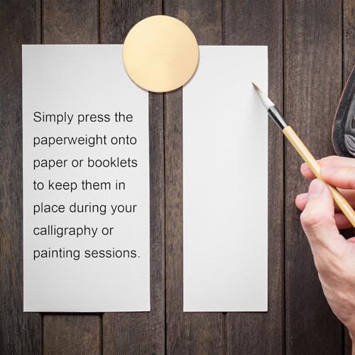 PATIKIL Chinese Calligraphy Paper Weight, 60mm Round Brass Paperweight