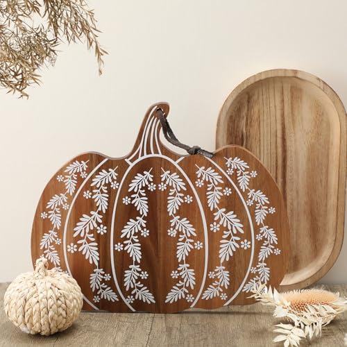 Pumpkin Shaped Cutting Board, Acacia Wood Serving Board