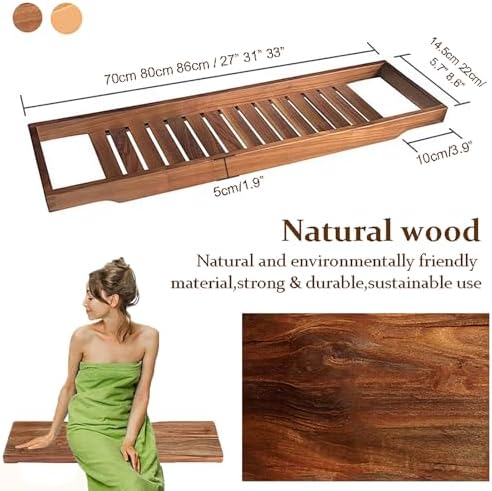 Wood Bathtub Tray Caddy,Walnut Bath for Tub,Large Table Tray,Bath