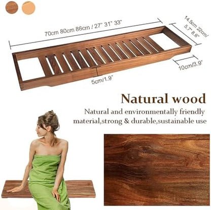 Wood Bathtub Tray Caddy,Walnut Bath for Tub,Large Table Tray,Bath