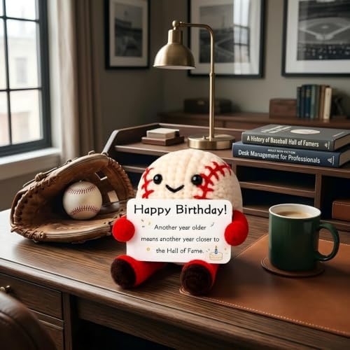 Crochet Baseball Birthday Keepsake Figurine — "Closer to the Hall of