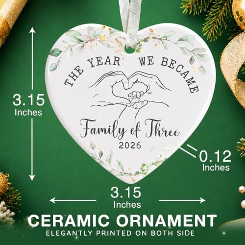 Baby's First Christmas Ornament - Family of 3, New Parents, Baby