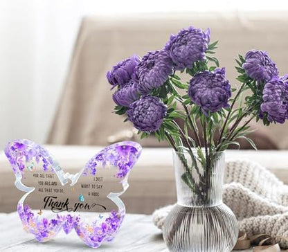 Thank You Gifts for Women, Purple Butterfly Acrylic Desk Decor