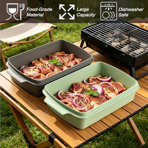 Sunmei Grill Prep and Serving Trays, 3-in-1 Stackable BBQ Food Tray