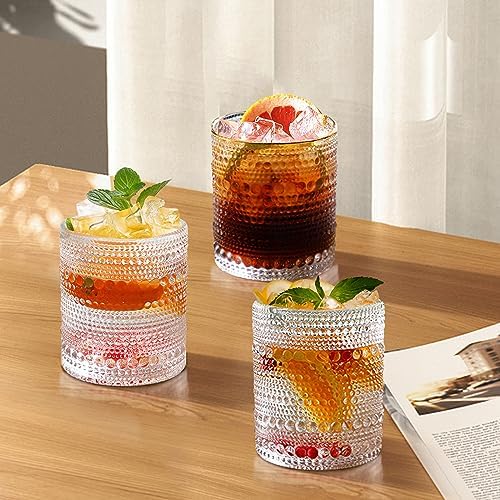 Hobnail Glasses Set of 6 Highball Vintage Drinking Glasses 12OZ Clear